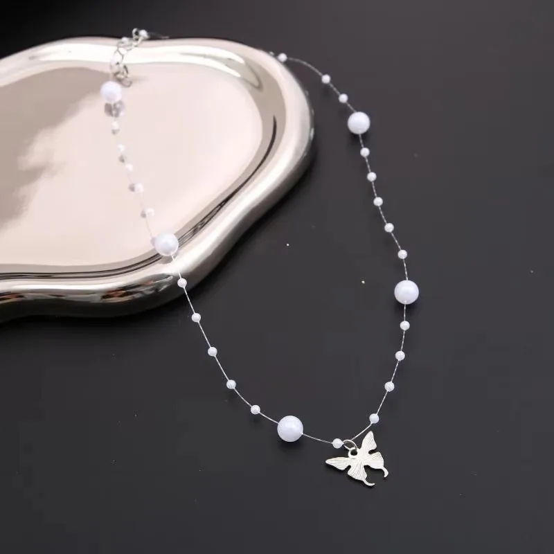 Korean Version Of A Girl's Necklace With A Minimalist Pear Butterfly Stage Luxurial And Nice Design Collarbone Chain Necklaces