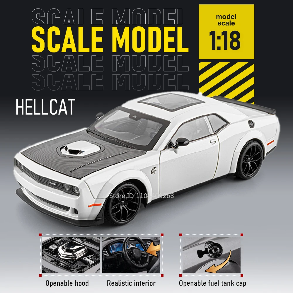 

Масштабная модель спортивного автомобиля Hellcat 720S 1:18, игрушка с музыкой и светом, литая из сплава, с открывающимися дверями, модель-игрушка, декор для дома