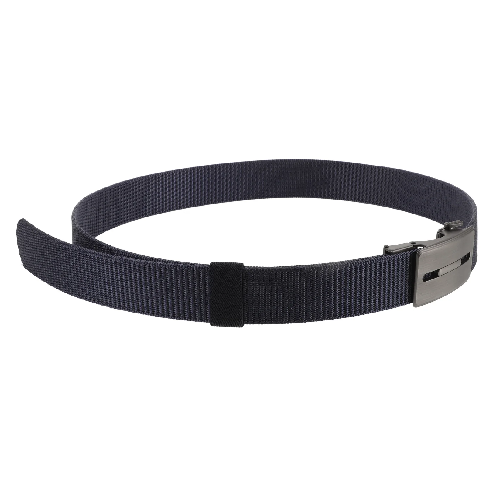 

Men's Reversible Nylon Ratchet Belt Dark Blue Automatic Buckle Adjustable No Holes for Golf Hiking Pants Jeans