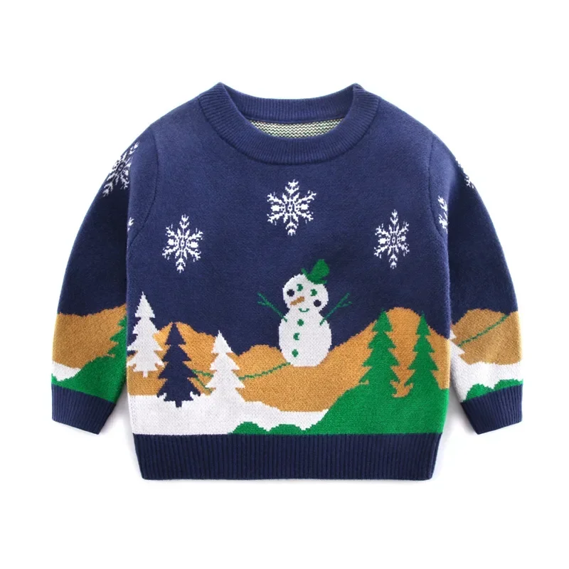2025 Autumn Winter Kid Christmas Sweater Jumper Coat Children Clothing Baby Cotton Thick Boy Girl Knitted Pullover Family 3-16y