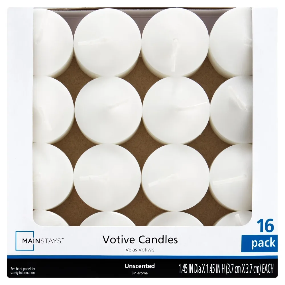 Unscented Votive Candles in Pure White for Home Decor Wedding Centerpieces Church Altar Religious Events Dinner Table Setting Romantic Ambiance Relaxation Bulk Pack of 16 Small Prayer Candles with Long Burn Time Clean