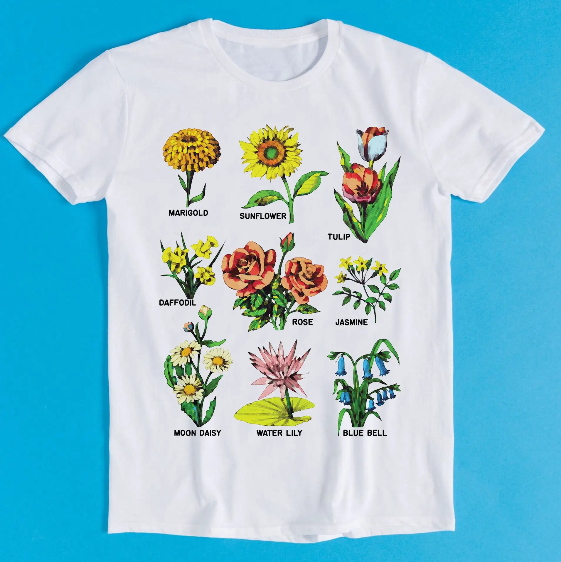 British Wild Flowers Rose Daffodil Sunflower Marigold Jasmine Meme Funny T Shirt Style Gamer Cult Movie Music K1070