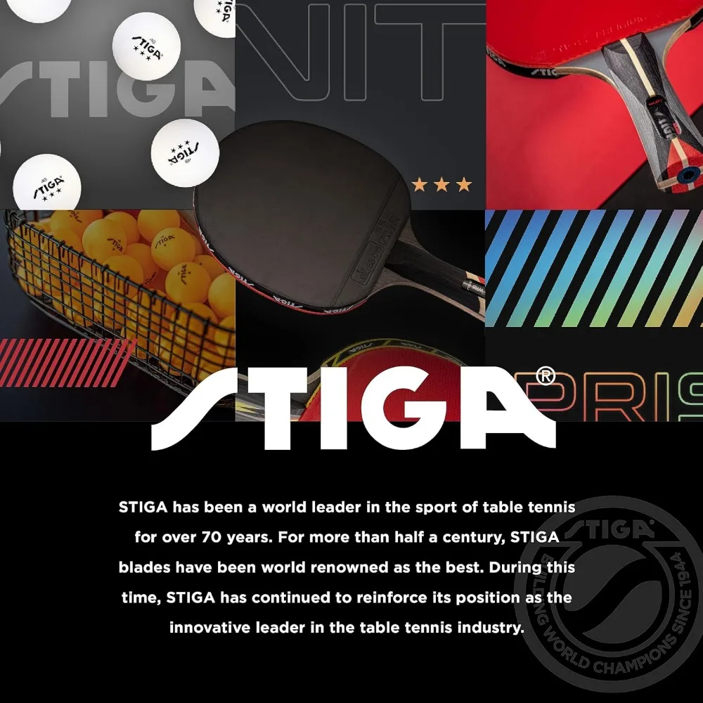 STIGA エボリューション パフォーマンス ピンポン パドル - 6層ライトブレード - 2mm トーナメント承認済みプレミアムスポンジ - フレアハンドル（ネオ用）