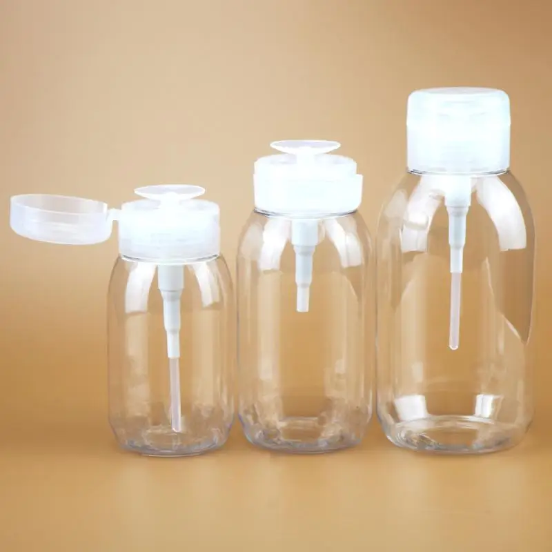 200/300/500ml garrafa recarregável push-tipo engarrafamento empurrar para baixo garrafa dispensadora de bomba vazia para unha polonês removedor de maquiagem garrafa