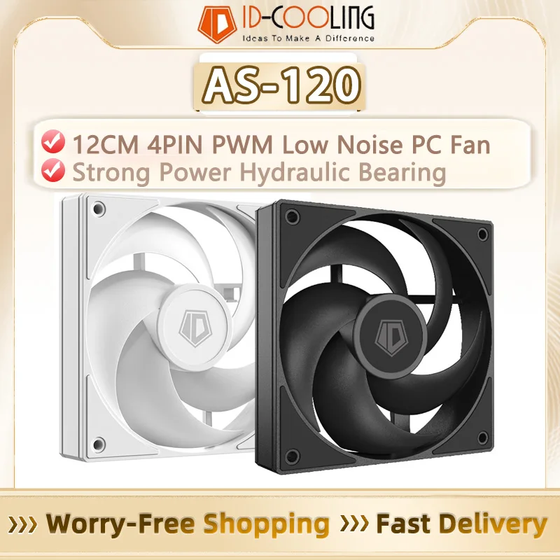 

ID-COOLING AS-120 12CM PC Fan 12V 4PIN PWM Hydraulic Bearing Low Noise Equalizer Fan For CPU Air Cooling&Water Cooling Radiator