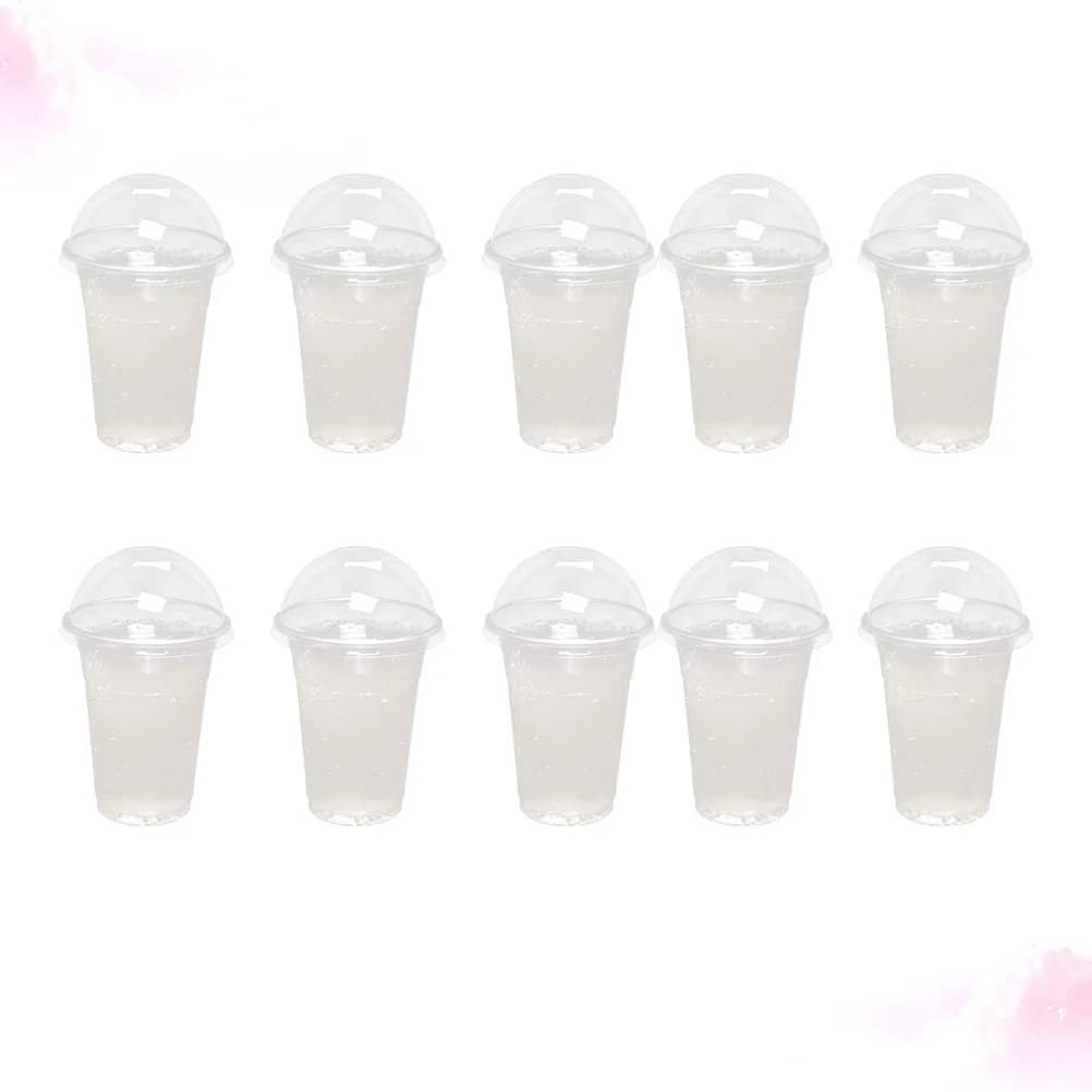 

50 Sets Eco-friendly Cups with Dome Lids Concession Stand Clear Juice Cold Drink