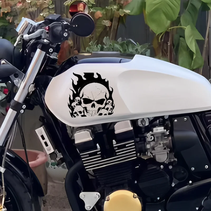 1PC Skull & Flame Dark Punk Decor Selbstklebend (15cm) für Auto Laptop Motorrad Erstellen Sie die Anpassung