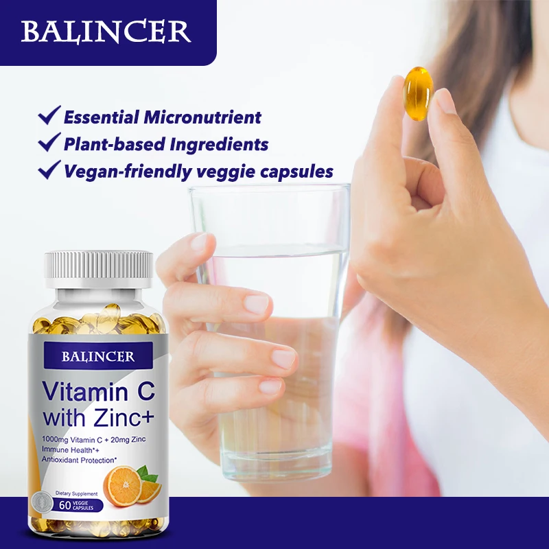 Vitamin C with Zinc, Bioavailable, Ascorbic Acid, Zinc Oxide, Non-GMO and Gluten-Free Supplement