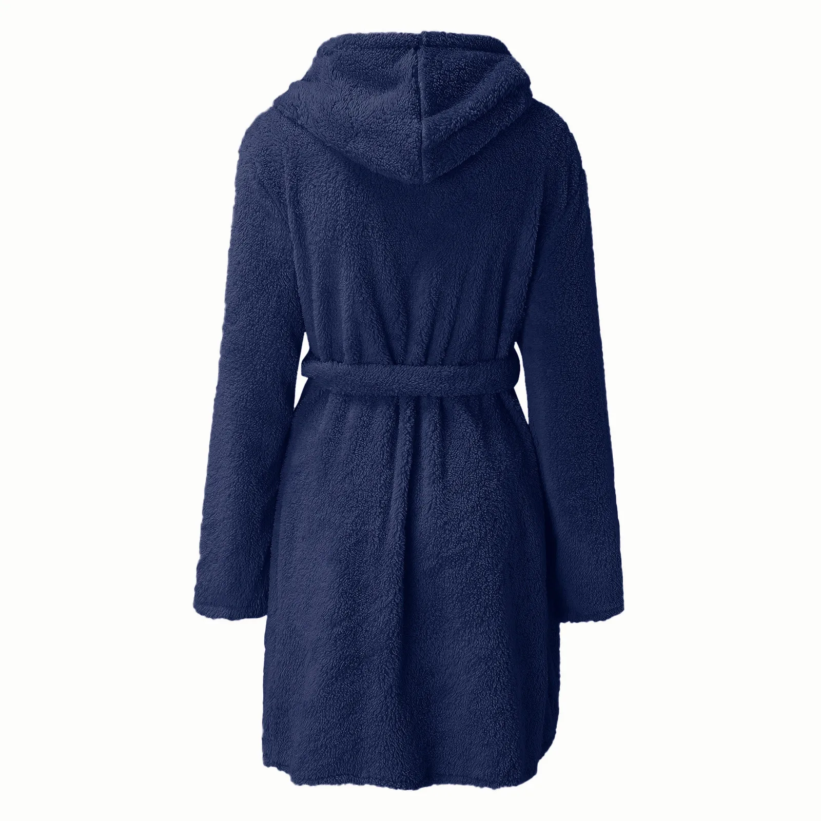 Autumn Winter Women Sexy Bath Robe Fluffy Plush Pyjamas Ladies Hooded Dressing Solid Color Gown Warm Bathrobe Female Loungewear image 4