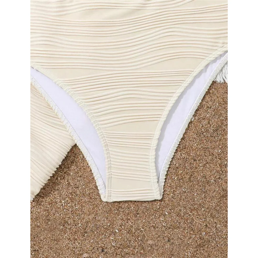 Neu mit Sarong, U-förmiger Bikini mit hoher Taille, Damen-Badeanzug, dreiteiliges Bikini-Set, Badebekleidung, Badeanzug, Schwimmbekleidung V6953 – Detail 13