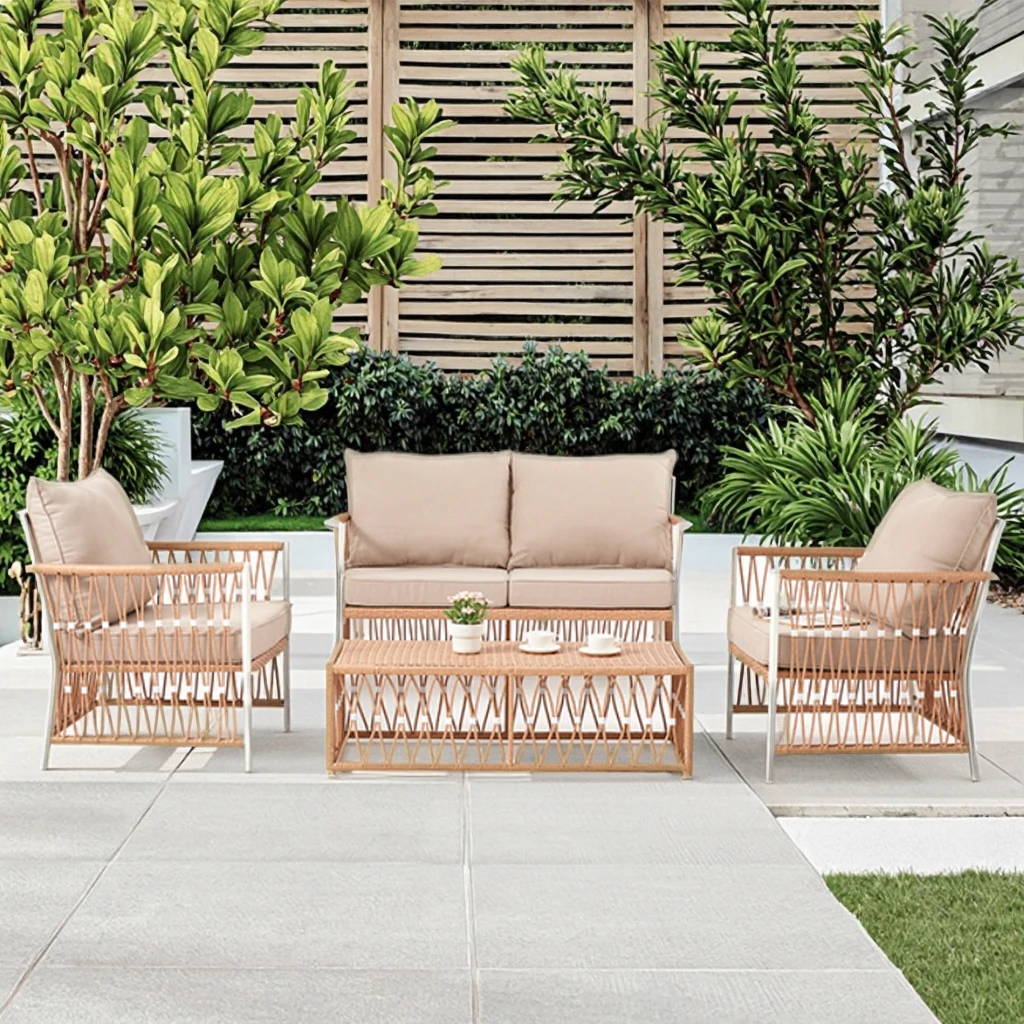 

High-Quality Garden Sofas Outdoor Furniture - Low Price Polyethylene Wicker Single Sofa & PE Rattan Heavy Leisure Home Sofa Set