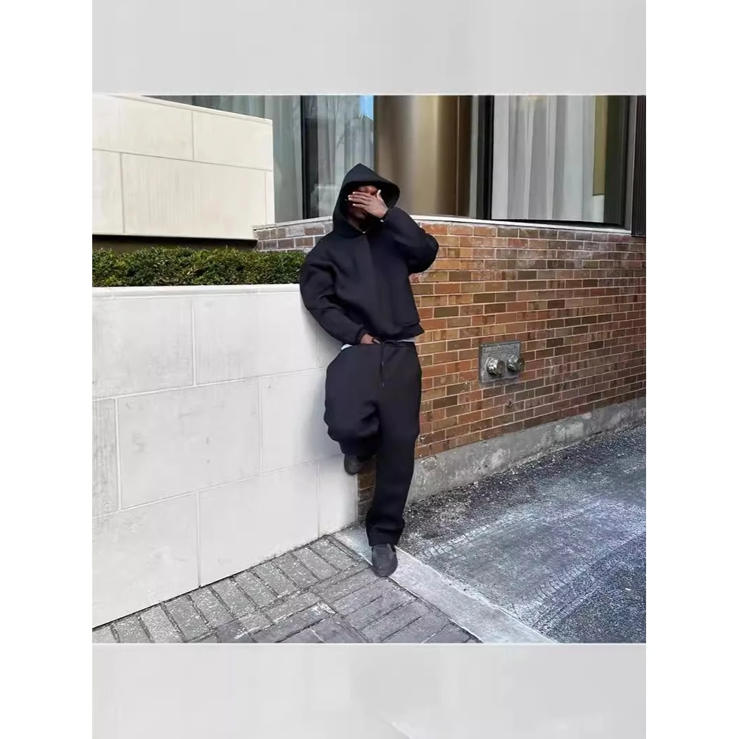 

Fall 2024 Loose Fit Sporty Casual Hoodie Set Trendy High Street Kanye West Inspired Fashionable Long Sleeve Pants Set
