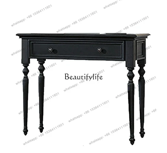

American Dresser Bedroom Modern Minimalist Black Makeup Table Desk with Mirror Storage Storage