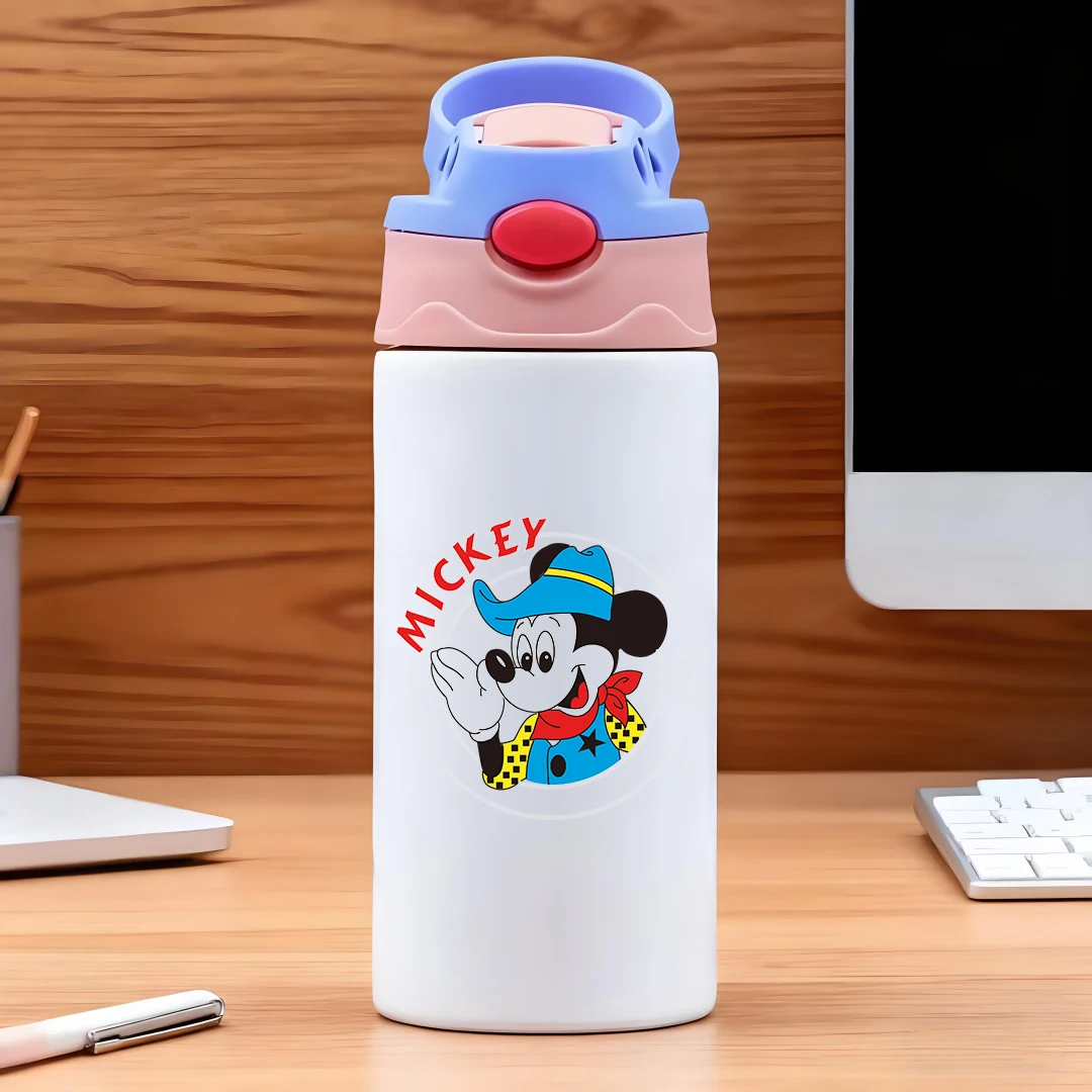 

Disney Mickey Mouse Cowboy Costume Cartoon Cup 304 Stainless Steel Cartoon Straw Cup Children's Water Cup New Year Gift
