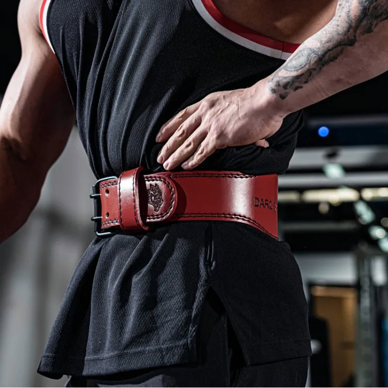 1 Pc Cowhide Weightlifting Belt for Men and Women Wolf Head Weight Lifting Belt for Gym Powerlifting Deadlift Squat Fitness Belt