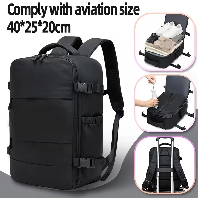 Sac à dos de voyage amélioré avec compression sous vide et pompe à air, sac de voyage grande capacité approuvé par les compagnies aériennes 40*25*20cm, sac à bandoulière multifonctionnel, pochette de compression sous vide avec pompe à air, outil de rangement gain de place, économise 50% de l'espace