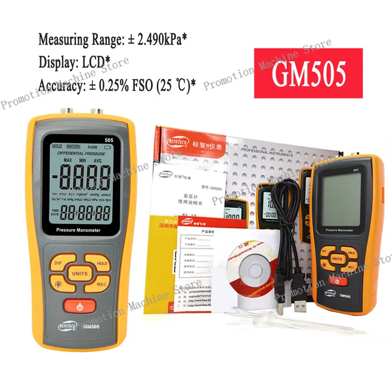 BENETECH GM505 GM510 GM511 GM520 Handheld Digital Pressure Gauge Tester Meter Manometer