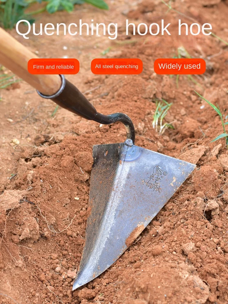 Ferramentas de Fazenda Casa Vegetal Plantio Triângulo Sulco Enxada Pequena Ponta Enxada Agrícola Terra Torneamento Solto Solo Triângulo Enxada