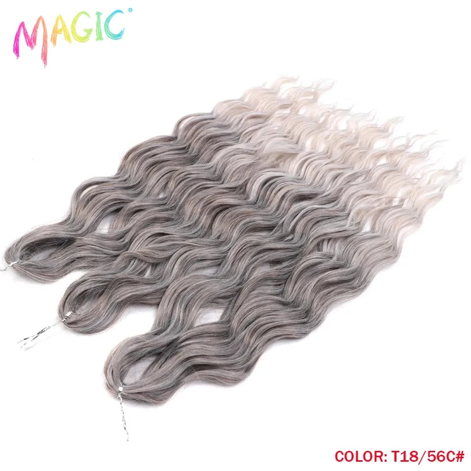 Onda de água profunda sintética mágica que trança extensões do cabelo, Ombre, louro, torção, crochê, encaracolado, cabelo, extensões, 24"