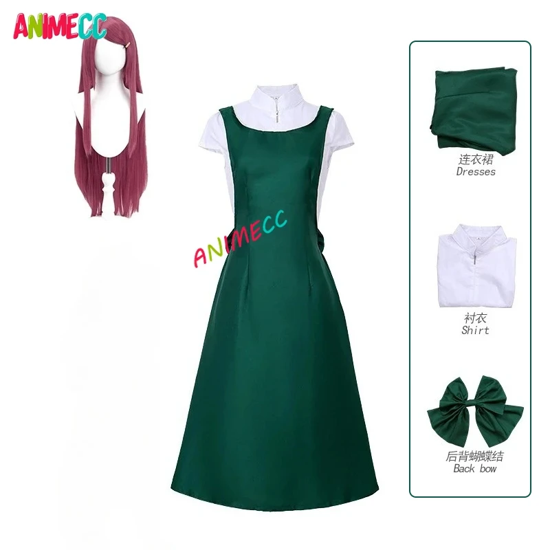 ANIMECC IN STOCK S-3XL Uzumaki Kushina Cosplay Costume Wig  Anime Green Long Dress Uniform Halloween Carnival Outfits for Women