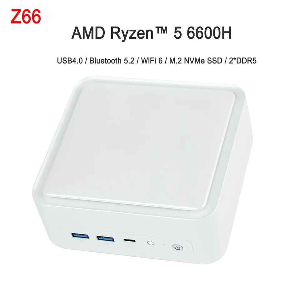 SZBOX كمبيوتر صغير Z66/Z7 R5 6600H Windows 11 Pro DDR5 5600Mhz M.2 2280 NVME SSD PCIE3.0 USB4.0 WIFI6 BT5.2 لعبة مكتبية كمبيوتر مكتبي