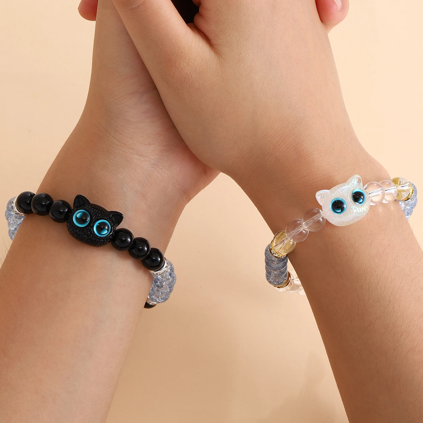 

Night Fury Light Fury Dragon Cartoon Matching Bracelets Couples Women Men Cat Friendship Bracelete Cat Head Bead Strand Jewelry