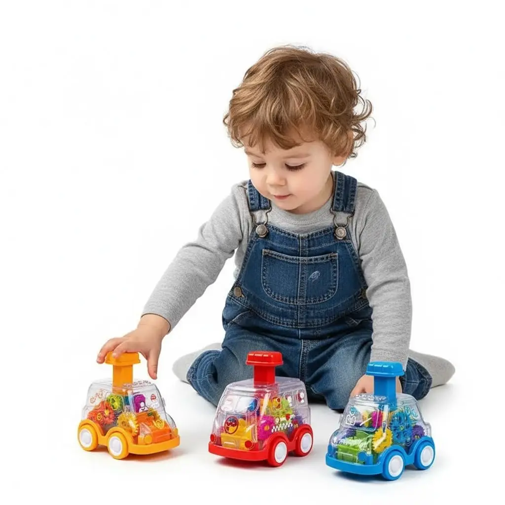 

1-3 pieces toddler toy cars, 3-pack transparent gear push-type friction-powered cars, battery-free push stroller, suitable for