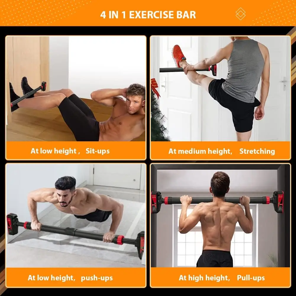 قضيب سحب قابل للتعديل لقضيب تدريب الجسم العلوي للمدخل مع آلية قفل بدون تركيب لولبي أقصى حمولة 440 رطل