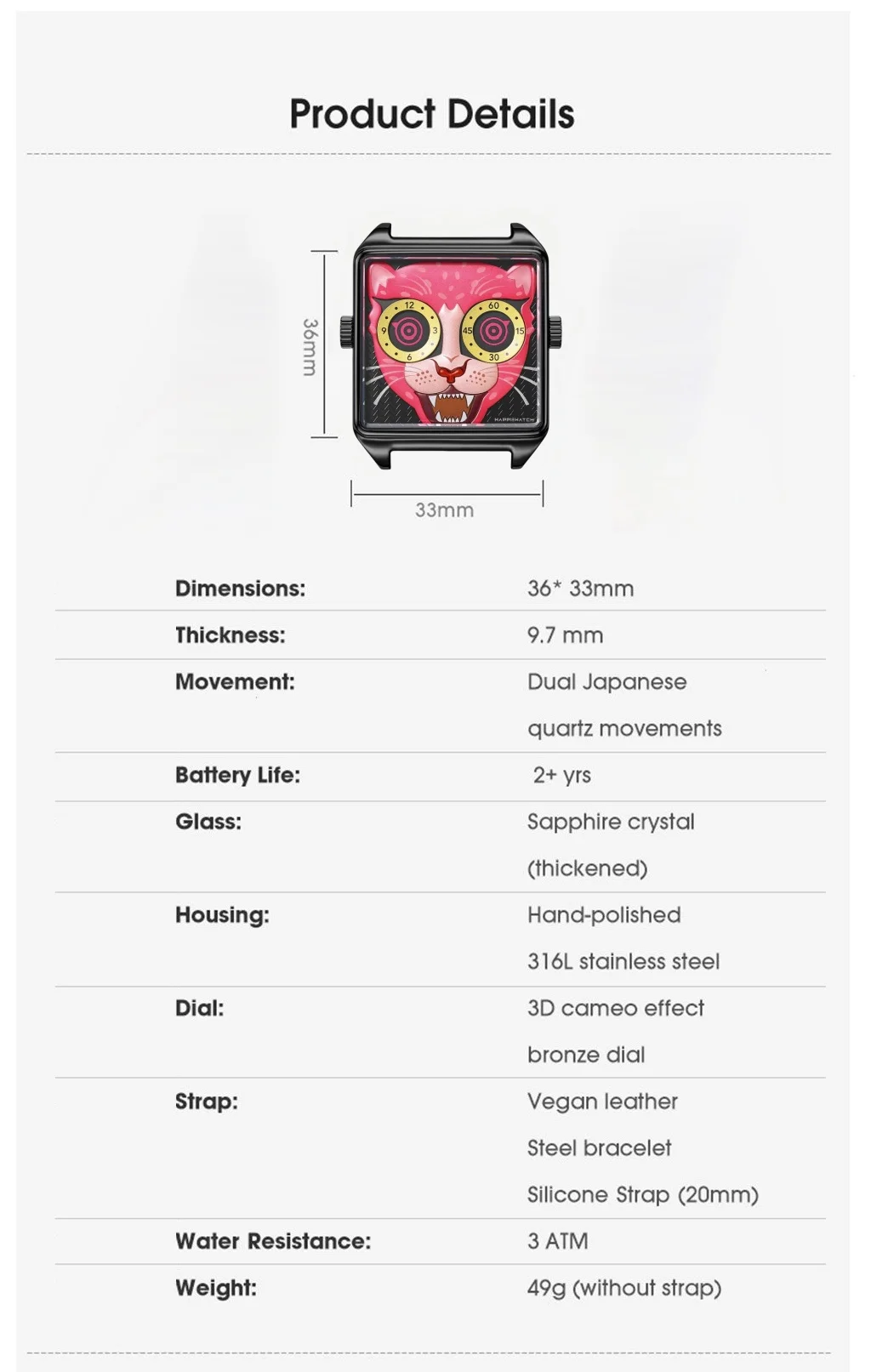 Happie Watch Couple Watches Sapphire Mirror Mechanical Watch Waterproof Luminous Luxury Calendar Wristwatch Tungsten Steel Strap