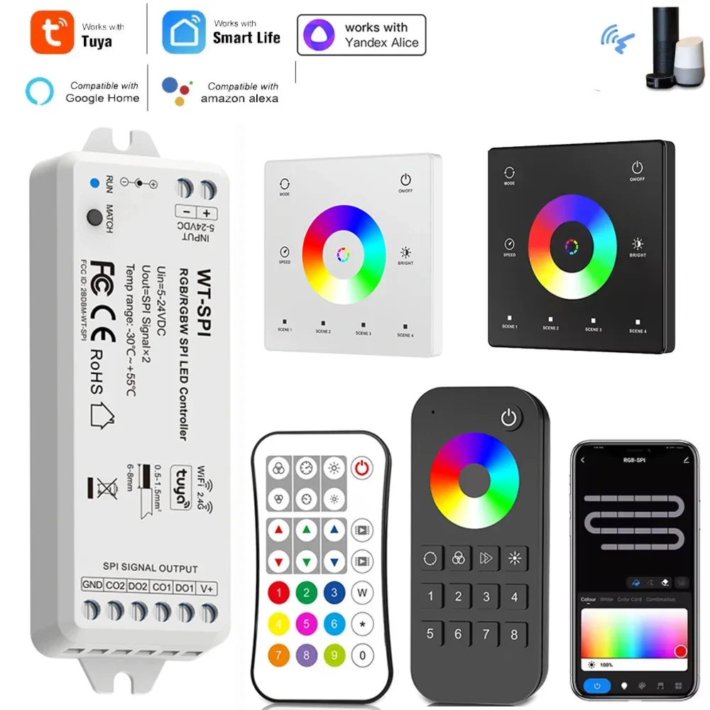Controlador de luz de escada com sensor de movimento pir, controlador spi com escurecimento push drive 28 tipos ic digital rgb branco tira led dc 5-24v