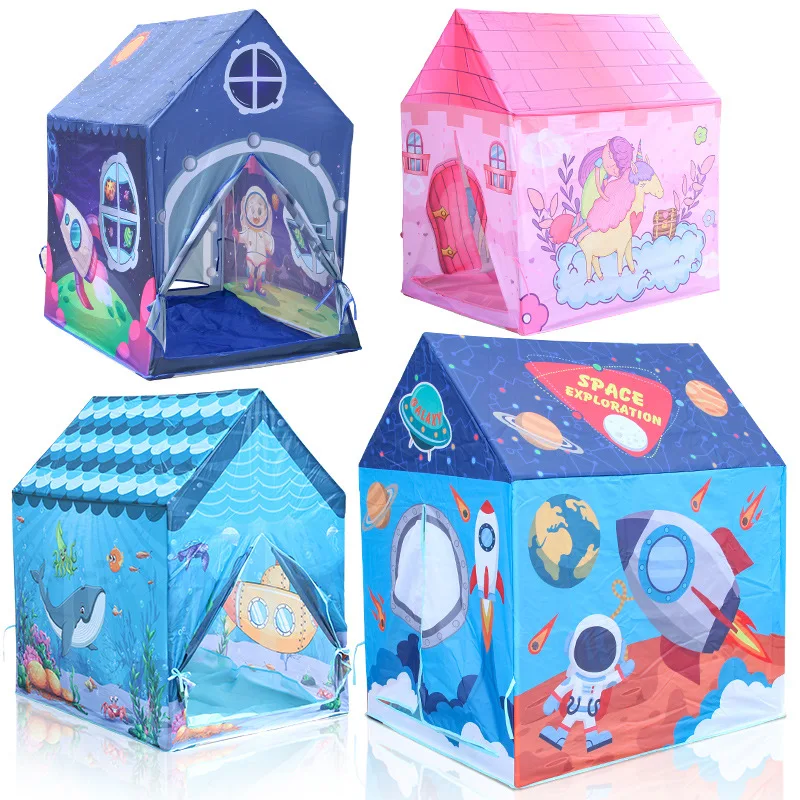 children-graffiti-tent-toy-indoor-game-room-handmade-painted-toys-double-roll-door-curtain-outdoor-outing-portable-foldable-tent