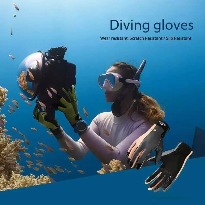 Summer diving and cycling gloves, shallow water swimming and surfing microfiber, anti slip and wear-resistant split finger