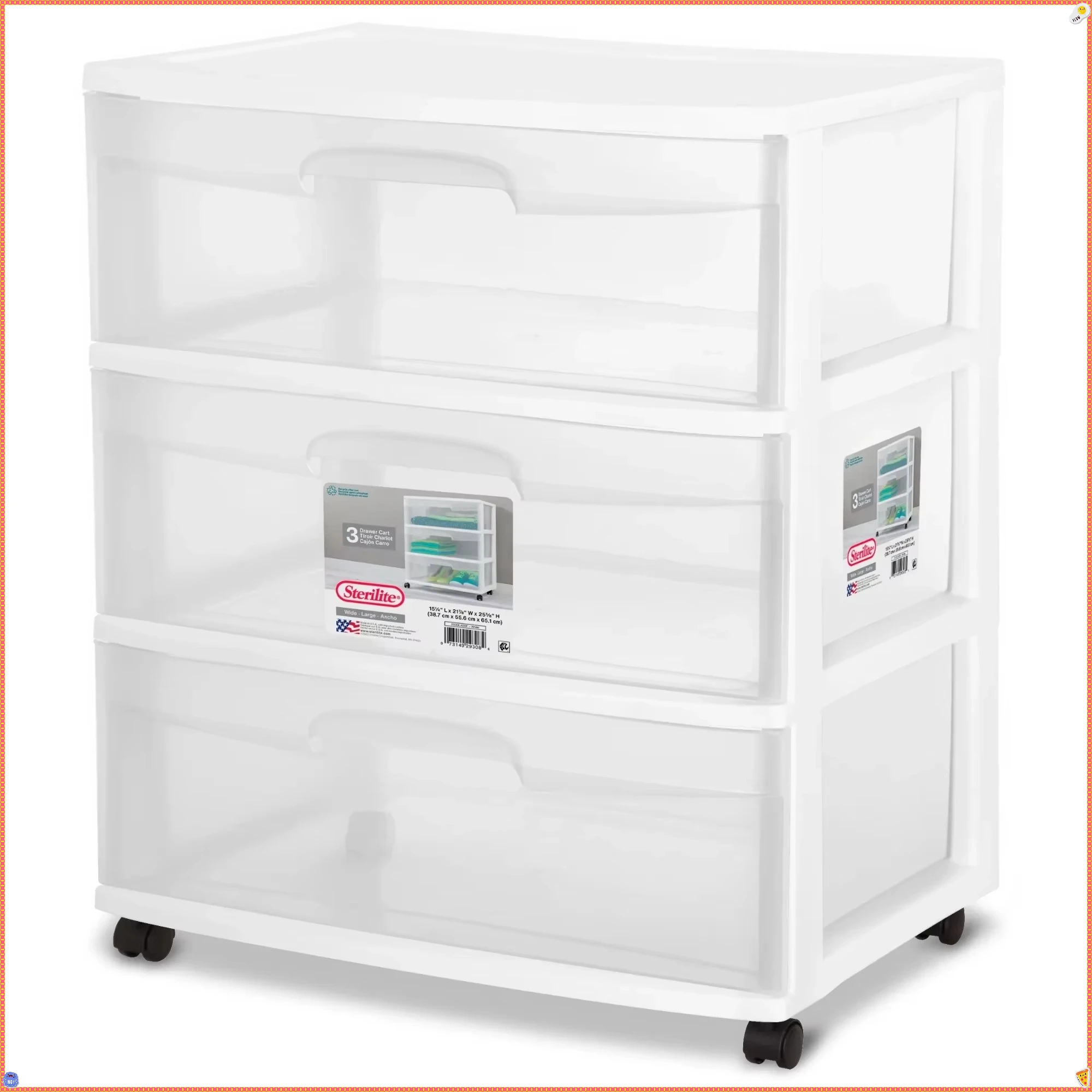 عربة تخزين بيضاء واسعة ذات 3 أدراج مع عجلات، منظمات بلاستيكية شفافة لغرفة النوم والمكتب والمطبخ والحمام، متنقلة