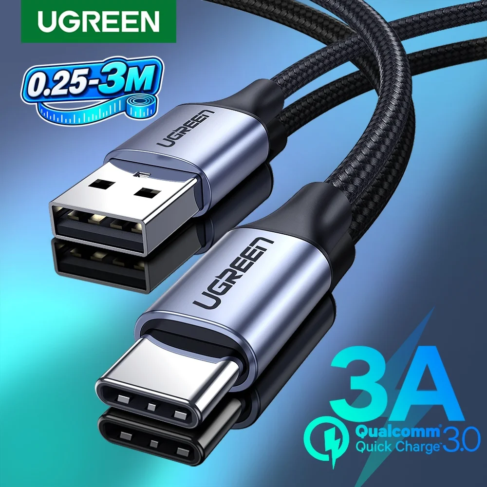Ugreen 3a cabo usb tipo c para iphone 17 16 xiaomi samsung fio de carregamento rápido USB-C cabo de dados do carregador para ipad poco usb c
