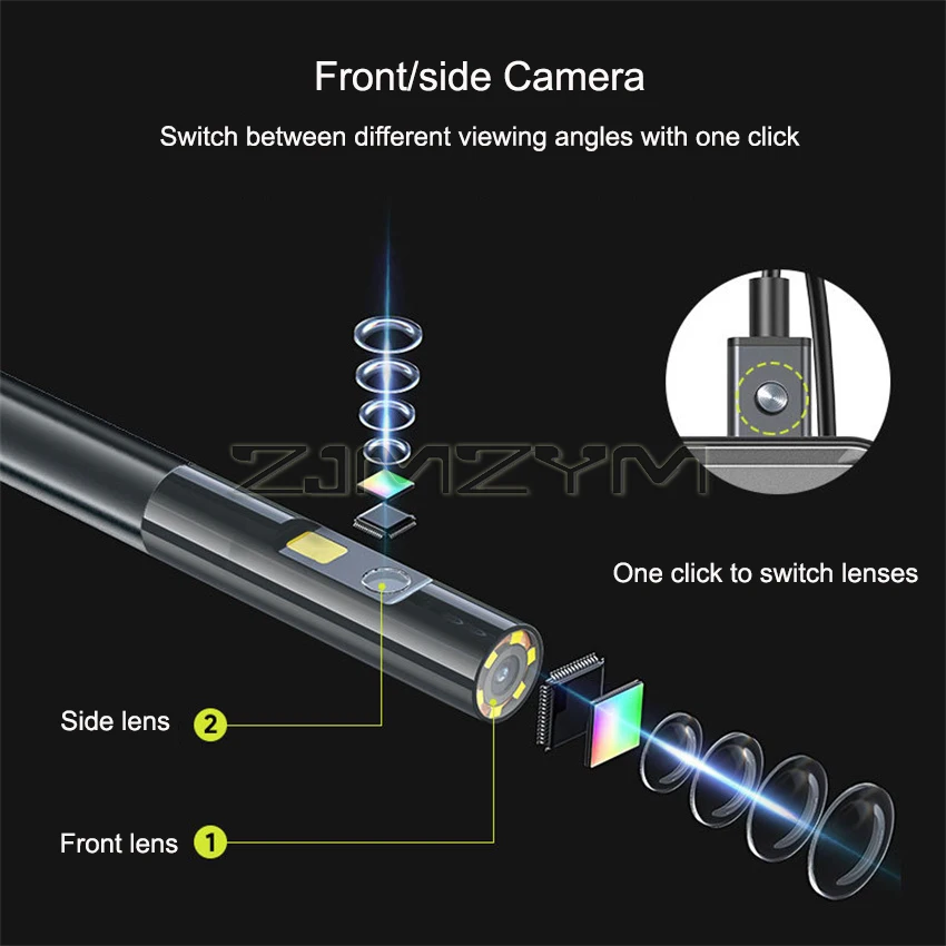 1080P Dual Camera Endoscope Teslon Inspection Camera with 5\