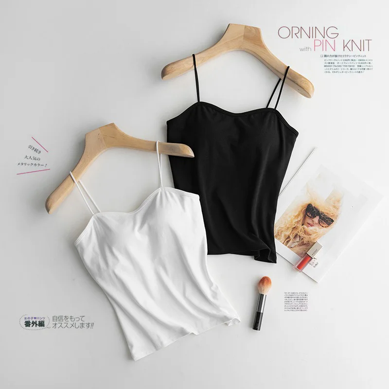 Female Camisoles Summer Girl Sexy Strap Tops Cotton Sleeveless Thin Camisole Vest Women Classic Solid Color All-match Base Vest