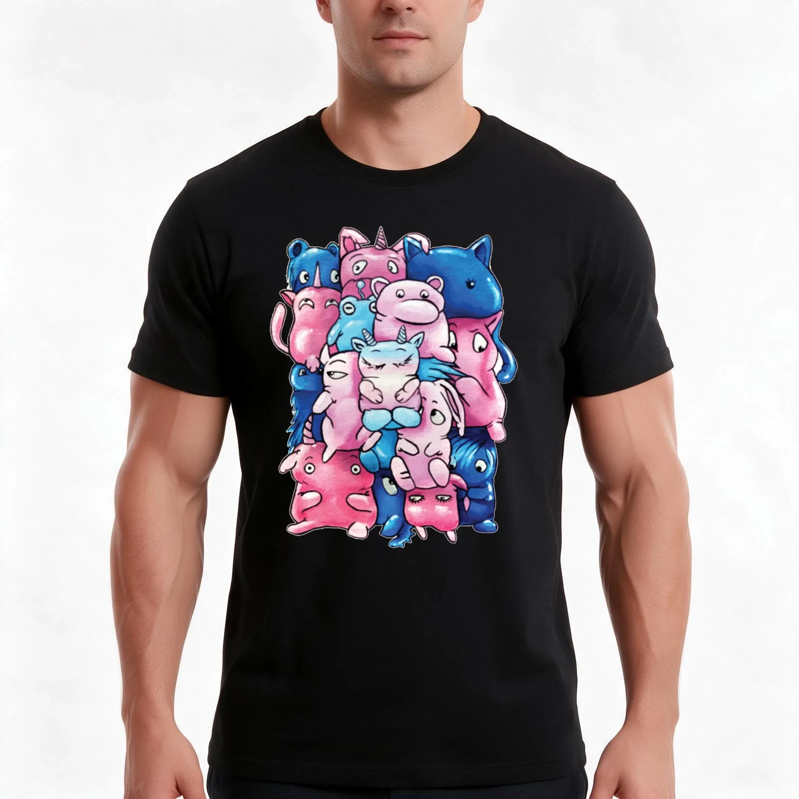 Trans Pride Critters T-Shirt Summer Casual Cotton Tee Oversized Streetwear Tops Vintage Graphic Print Loose Fit Short Sleeve