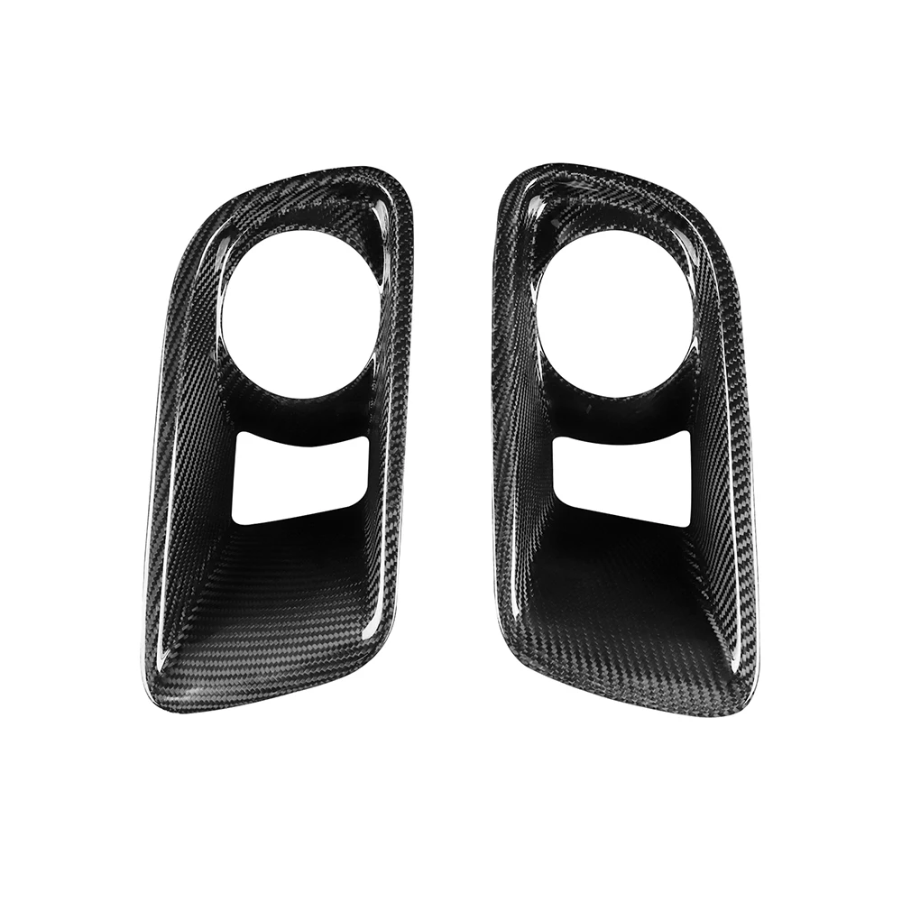 Car Real Carbon Fiber Front Fog Light Lamp Frame Trim Cover Decoration Body Kit Racing Parts For Dodge Charger SRT-8 2012-2015