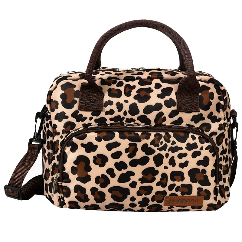 

Leopard Oxford Cloth Lunch Bag Food Insulation Bag Handheld Ten Letter Ice Pack Used for Picnic Travel Food Preservation Storage