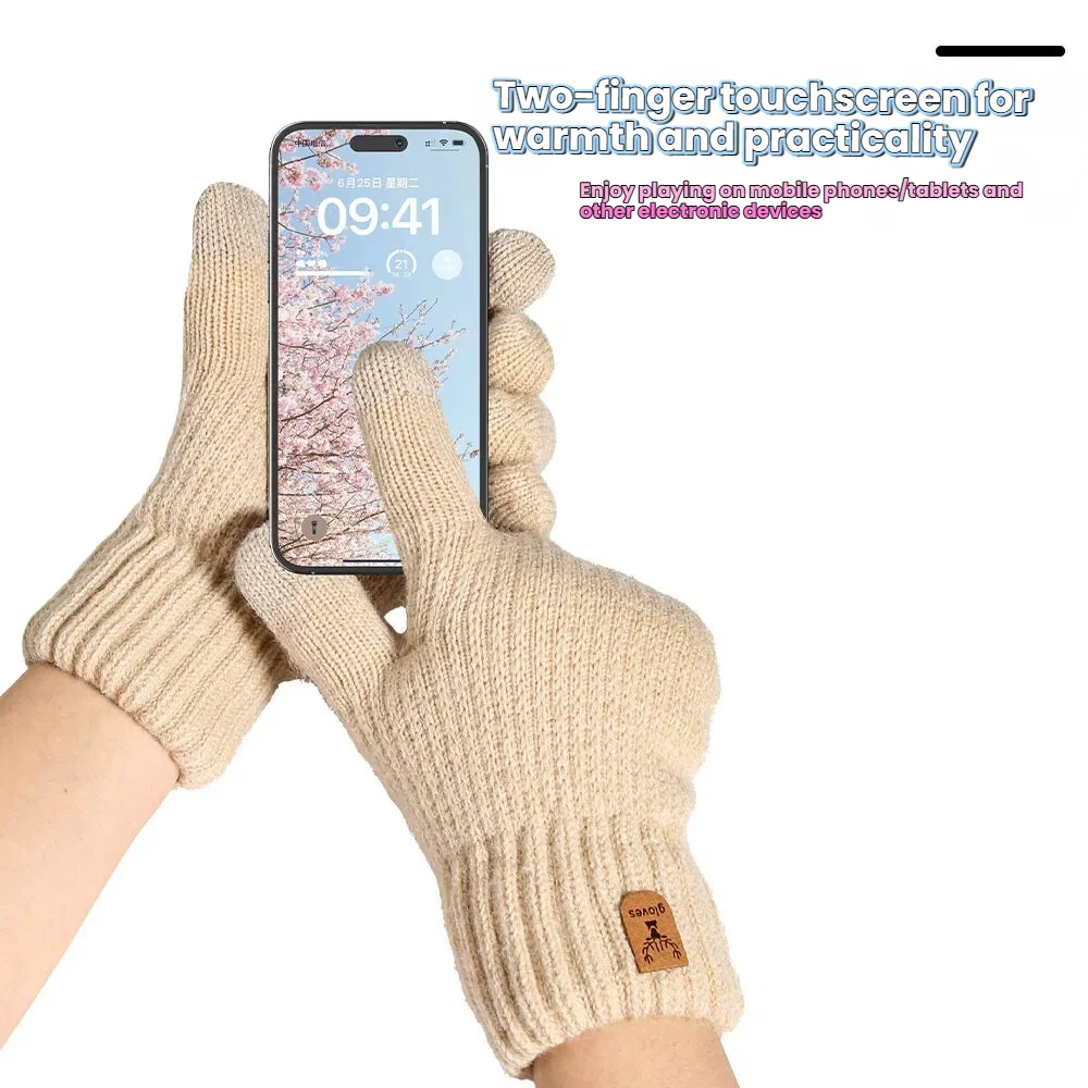 Women's Thermal Touchscreen Gloves - Cable Knit Fleece Lined, Soft Warm Winter For Outdoor Riding Commuting, Autumn Winter