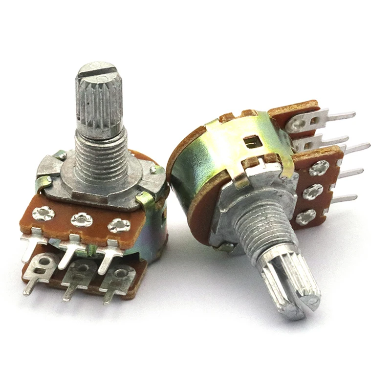 5Pack 2K 5K 10K 20K 50K 100K 500K 6Pin 15mm Potencjometr WH148 Podwójny liniowy potencjometr obrotowy stożkowy — zdjęcie 7