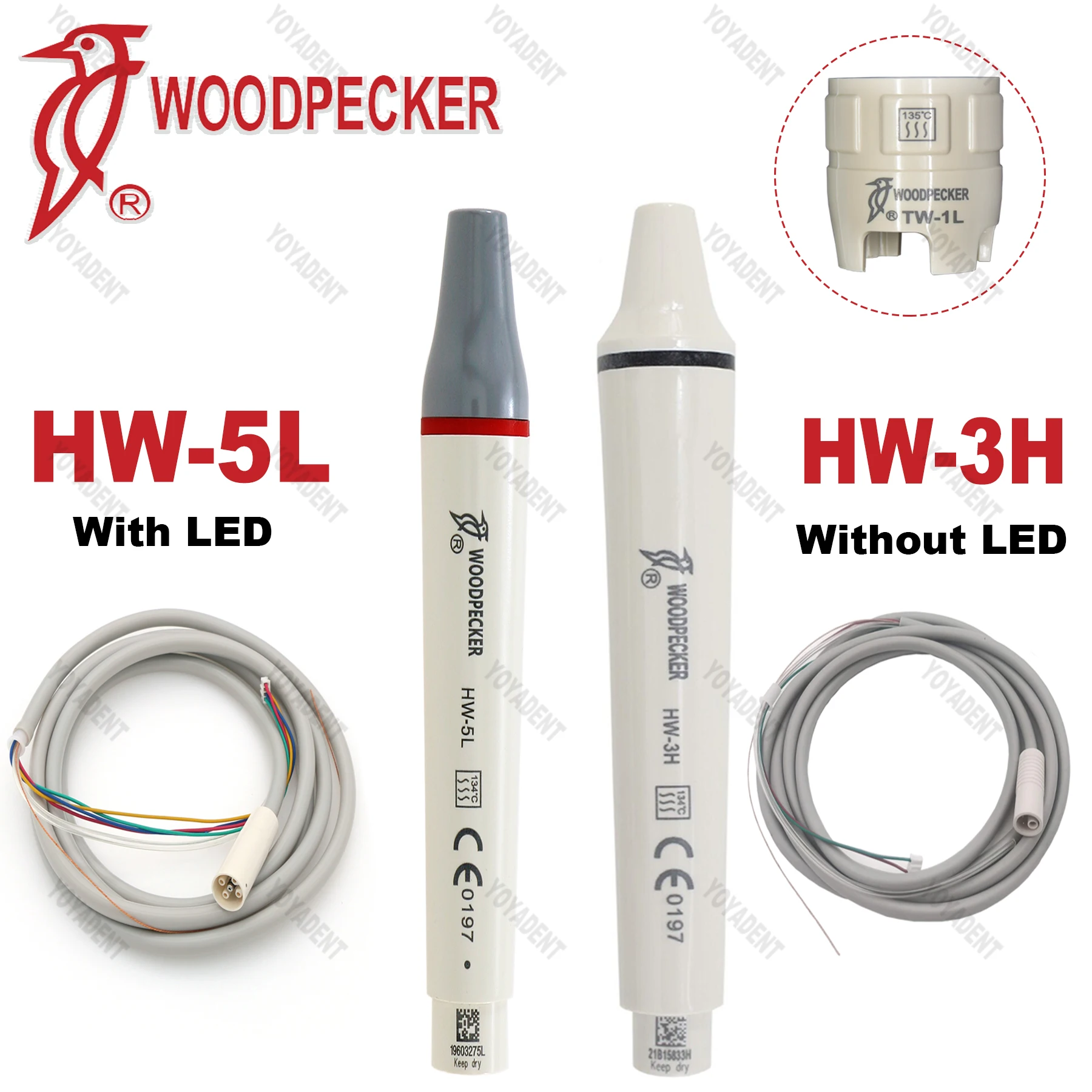 Woodpecker Dental Ultrasonic Scaler Handpiece LED HW-3H HW-5L Cable Tube Fit EMS UDS Dental Tools Dentistry Teeth Cleaning