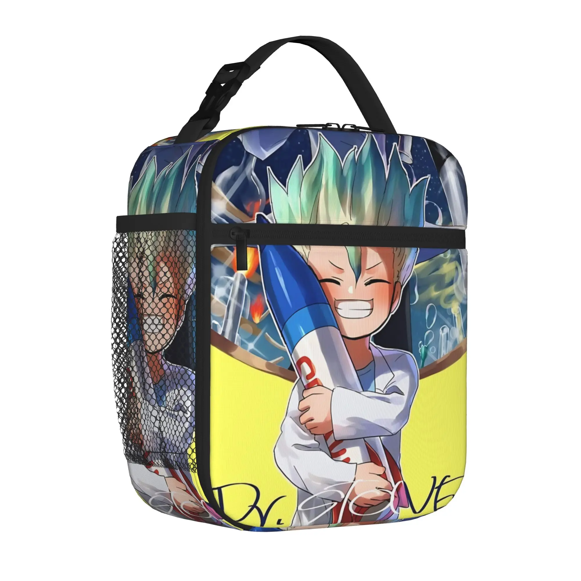 1 Piece Zipper Closure Dual Pose Senku Rocket Scientist Storage Bag Pocket Dr.STONE  School Lunch Food Box For Lunch Food Bag