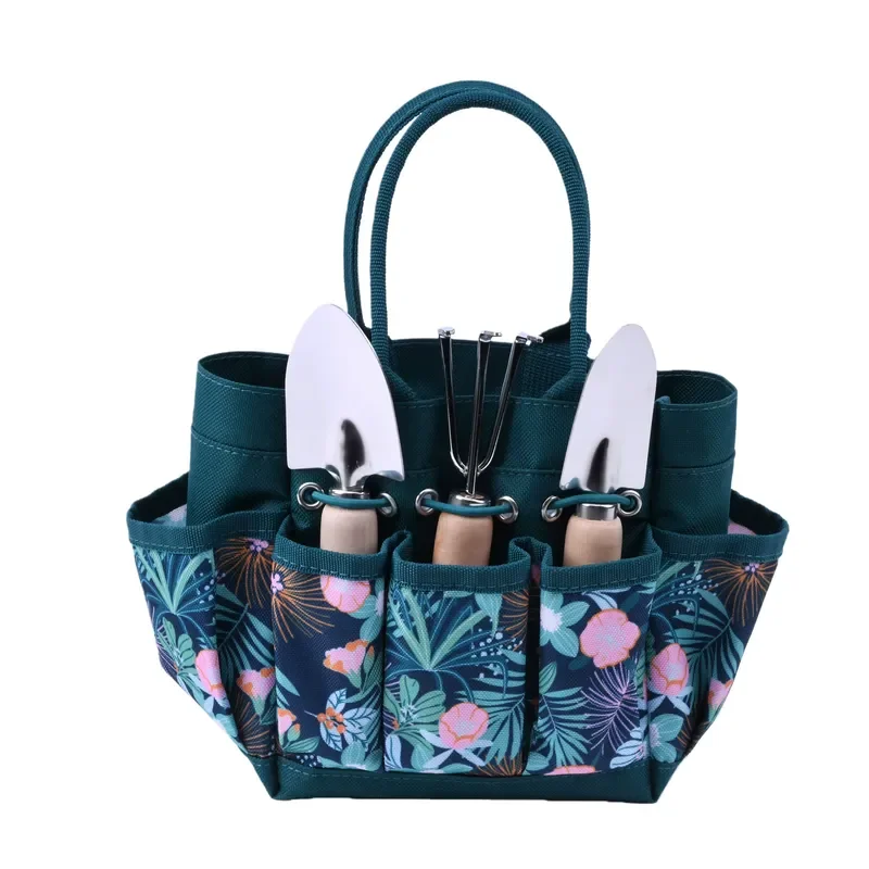 for JLD Portable Multi-Functional Gardening Caddy Organizer 600D Polyester Print Green Blue 1 1/2in Durable Garden Tool