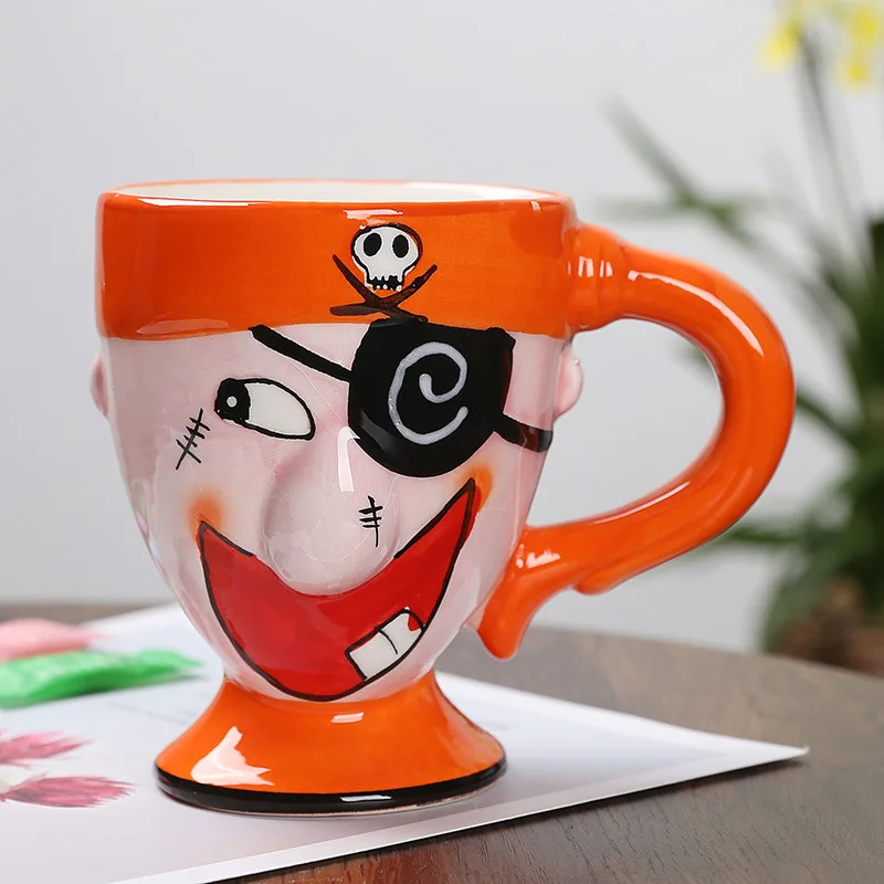 Novelty 3D Pirate Shaped Ceramic Coffee Mug Cartoon Office Milk Water Cup Creative Holiday Household Breakfast Tabletop Decor