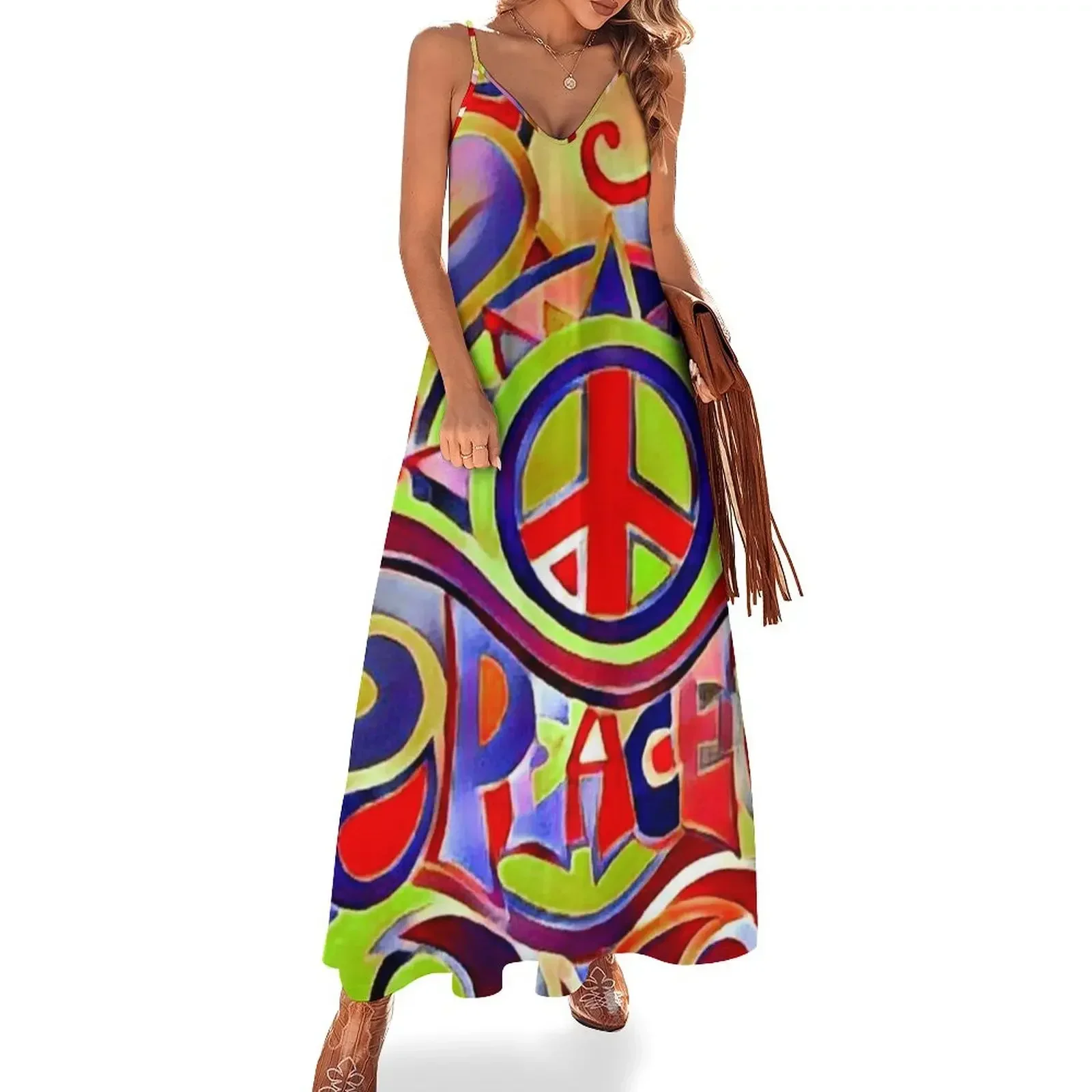 Hippy Retro Peace Art Sleeveless Dress dress party evening elegant luxury celebrity summer dresses for women 2025 Dress