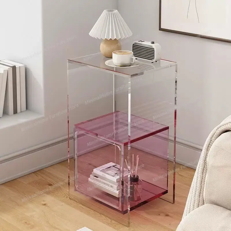 

Модный прозрачный акриловый прикроватный столик в стиле минимализм, креативный приставной шкафчик для хранения вещей, для спальни, дивана, небольших помещений