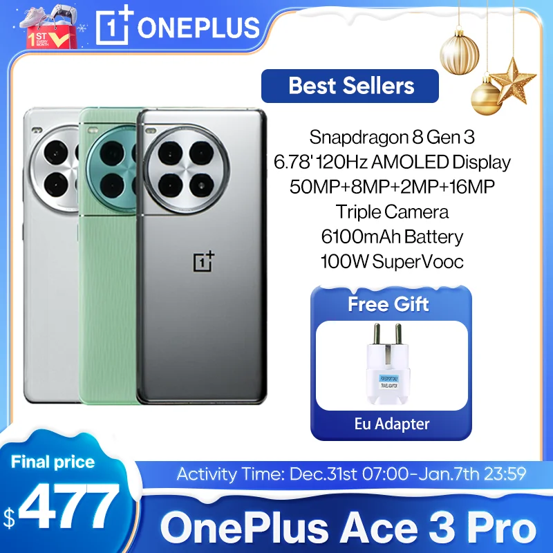 OnePlus ACE 3 Pro Unlocked Global ROM Snapdragon 8 Gen 3 6.78”120Hz disyplay Sony50MP MainCamera 6100mAh Battery 100W SUPERVOOC