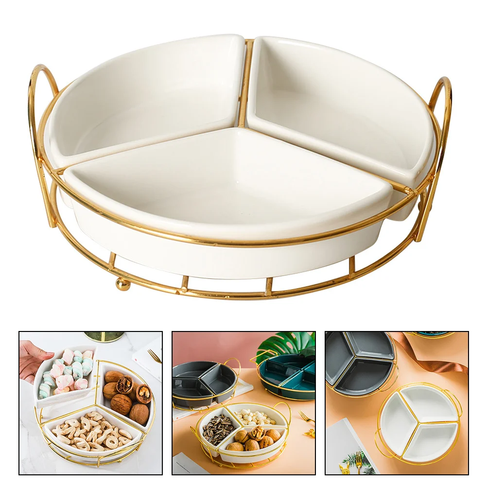 

Three-Grid Tray Multi-Purpose Fruit Tray Creative Design for Snack Candy Dried Fruits Home Kitchen Dining Picnic Camping