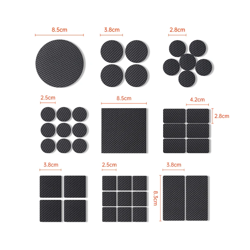 Rubber Pads for Chair Leg Furniture Anti Slip Mat Round Square Self Adhesive Table Feet Protector Bumper Damper for Chair Table